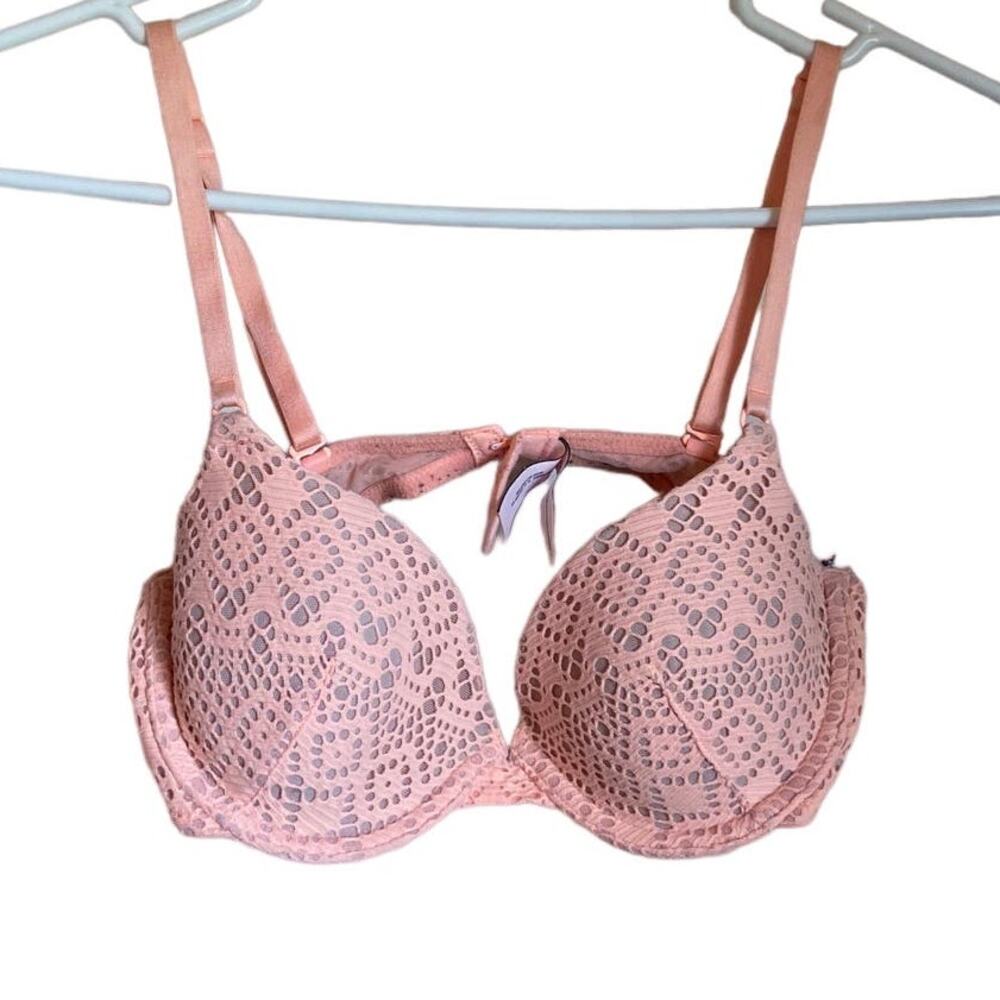 Pink Lace Victorias Secret Lined Demi Bra Size 34B
